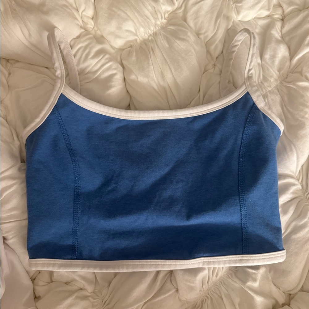 Beyond Yoga Blue Tank Top with White Trim